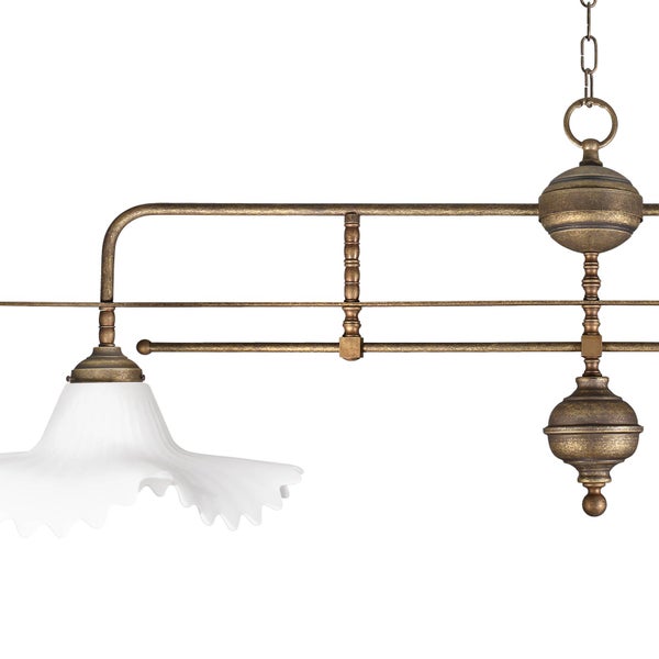 Hängeleuchte mit Lampenschirm aus Glas und bronzefarbenem Gestell