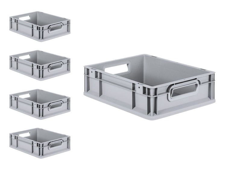 PROREGAL Spar Set 5x Eurobox Nextgen Economy Griffe Offen HxBxT 12 x 30 x 40 cm 11 Liter Eurobehälter Transportbox Transportbehälter