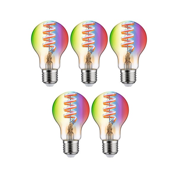 Set Filament 230V LED Birne E27 5x470lm 5x6,3W RGBW+ dimmbar Gold