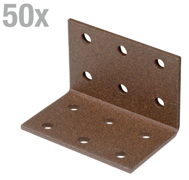 Set von 50 Winkelverbindern aus Metall zur stabilen Holzverbindung im Bauwesen