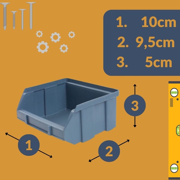 Stapelboxen Schraubenbox Lagerboxen Stapelboxen Werkstatt Sichtlagerboxen klein groß Set Wandhalterung Wand 6x Stapelbox Gr.1 + 6x Kunststoffhalter
