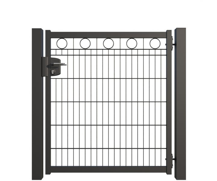 Metallzauntor mit Schloss und gerader Oberkante