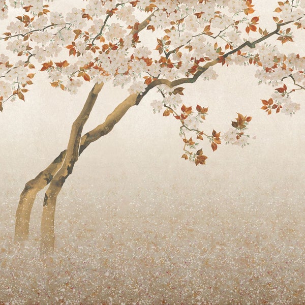 Dekorative Tapete mit blühendem Baumdesign für Innenräume