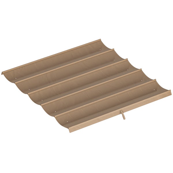 Braunes Ersatz-Faltsonnensegel für Pergola in Wellenform aus wetterfestem Stoff mit Befestigungslöchern.