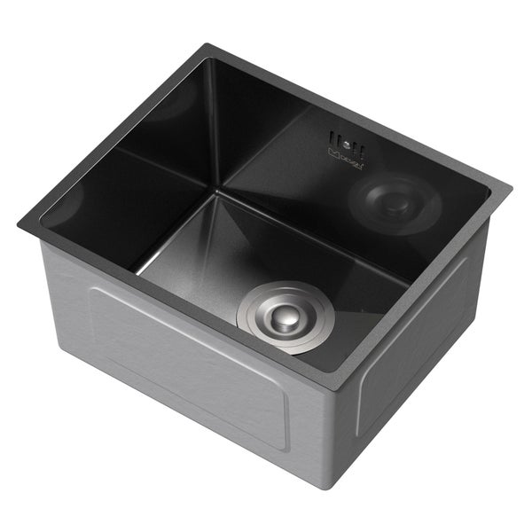 ML-Design Spülbecken Edelstahl 34x40 cm Anthrazit, Küchenspüle eckig, 1 Becken, Einbauspüle Unterbauspüle, Edelstahlspüle mit Ab- und Überlaufgarnitur, Einzelbecken mit Siphon, Waschbecken Küche Spüle