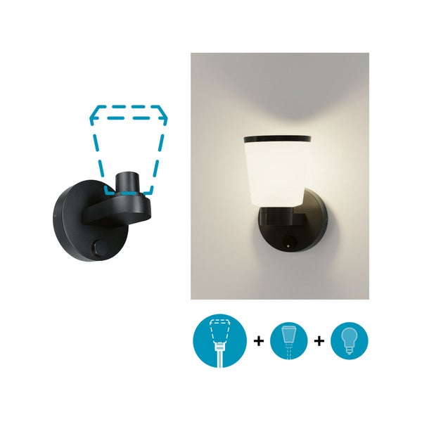 ModuShine Wandhalter Einfacher Lichtaustritt IP44 rund Anthrazit