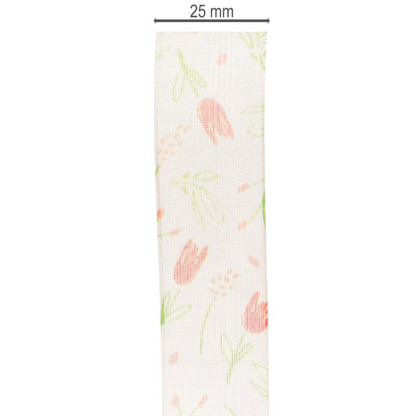 Dekoband mit Tulpenmuster, 25 mm breit