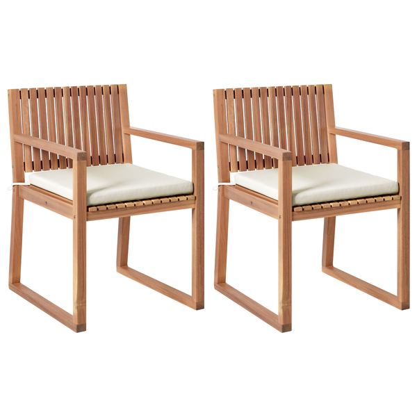 Set mit 2 Stühlen und Sitzkissen SASSARI PREMIUM zertifiziertes Akazienholz Taupe