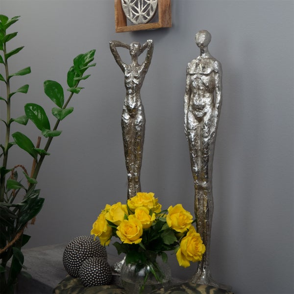 Skulptur-Set Millenium 2-teilig Poly-Kunststein silber