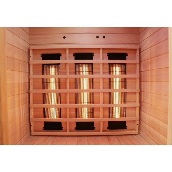 Dewello® Infrarotkabine Infrarotsauna HYDER 115cm x 105cm inkl. 6 Vollspektrumstrahler, Radio, Farblicht, 2 Personen,LED