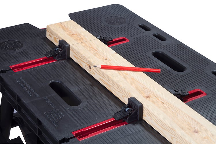 Keter Klappbarer Arbeitstisch mit Klemmen - 91x55,5x75,5 cm - Anthrazit/Rot