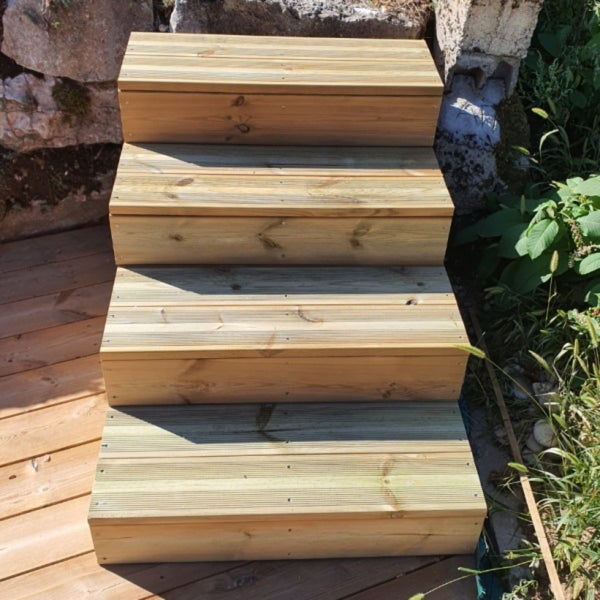 Blockstufen Holz modulierbar-6 Bretter B60cm H17cm