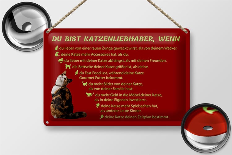 Dekoratives Schild mit Katzenmotiven und dem Text: Du bist Katzenliebhaber, wenn.