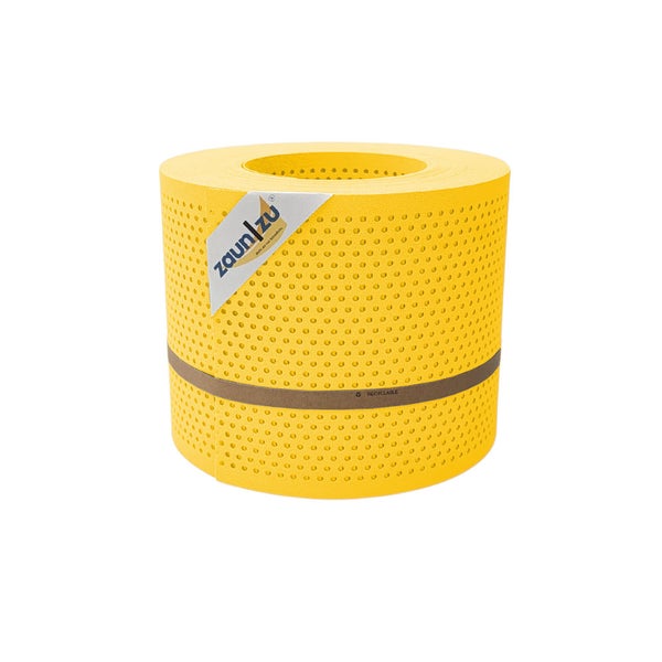 Gelbe Zaunfolie auf Rolle mit Löchern