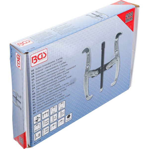 Verpackung eines 2-armigen Außen- und Innenabziehers, 200 Millimeter