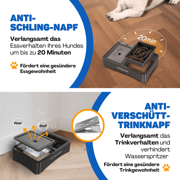 Vulpes Goods Hundenäpfe - 4 Höhenverstellbar Futterstation für kleine - mittlere und große Hunde und Haustiere - Schwarz
