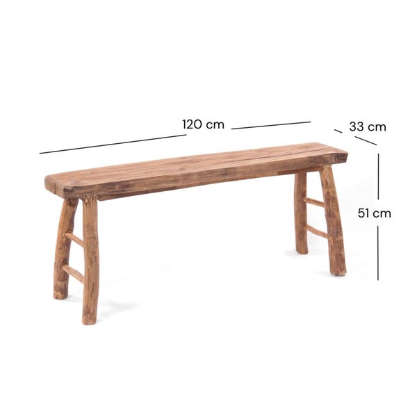 Holzbank mit den Maßen 120 cm x 33 cm x 51 cm