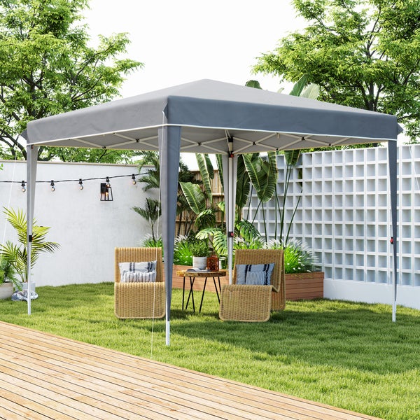 Outsunny Pavillon 3x3m, wasserabweisend Stabil Winterfest Pop-up Faltpavillon, UV Schutz 50+, Faltbar Partyzelt Gartenzelt mit Tasche, Gartenpavillon für Camping Garten, Hellgrau