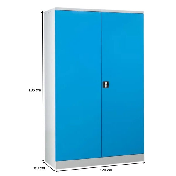 PROREGAL Stahlschrank Bee 4 Fachböden HxBxT 195 x 120 x 60 cm Verzinktes & Verstärktes Fachbodenmaterial Grau & Hellblau