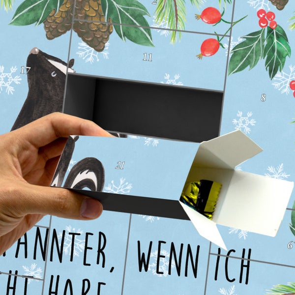 Mr. & Mrs. Panda Befüllbarer Adventskalender Stinktier Sitzen - Blau Pastell