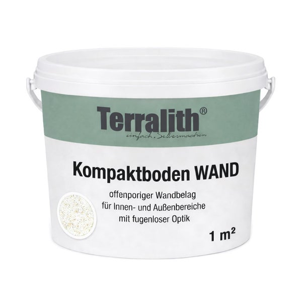 Terralith Kompaktboden WAND, offenporiger Wandbelag für Innen- und Außenbereiche, 1 Quadratmeter.