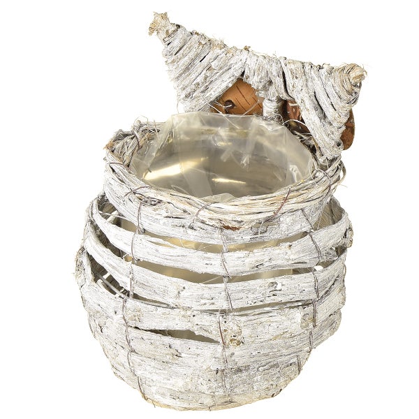 Dekorative Pflanzschale aus Naturmaterial mit Deckel