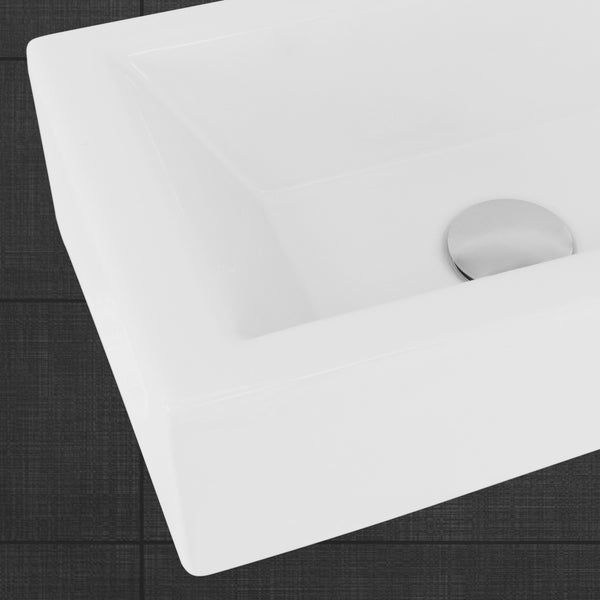 ML-Design Waschbecken aus Keramik in Weiß 51x25x13 cm, Eckig, klein, Hahnloch rechts, Wandmontage oder Aufsatzwaschbecken, Moderne Waschtisch Waschschale Waschplatz Handwaschbecken, für Badezimmer