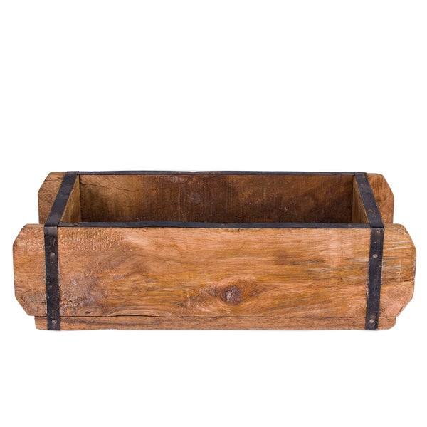 3x Ziegelform 32x14x9 cm - Ein-Kammer - Vintage Holzkiste mit Metallbeschlägen - Ordnungsbox Allzweckkiste - Nachbau aus Altholz - Jedes Stück ein Unikat