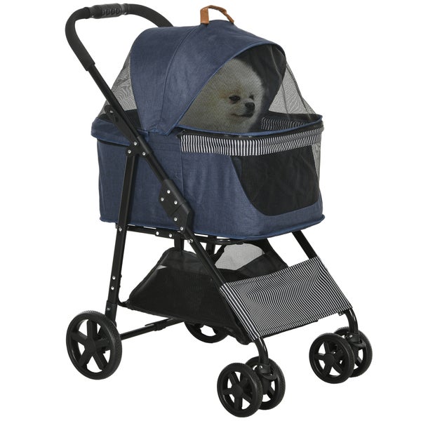 PawHut Hundewagen, 77,5L x 51B x 99,5H cm, Stahl, Oxford-Gewebe, Dunkelblau