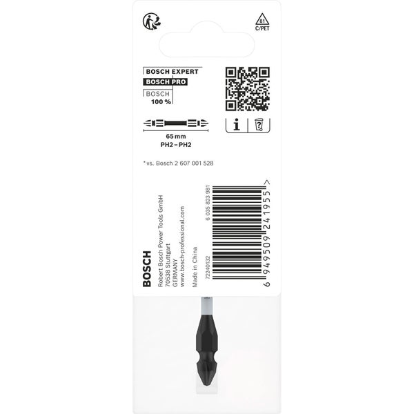 Bosch PRO Impact Schrauberbit mit Doppelklingen und Pick and Click-Einsätzen PH2 65 mm - 2608522526