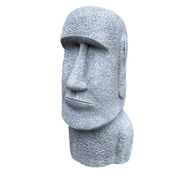 Gartenfigur in Form einer Osterinsel Statue aus Steinoptik zur Dekoration.