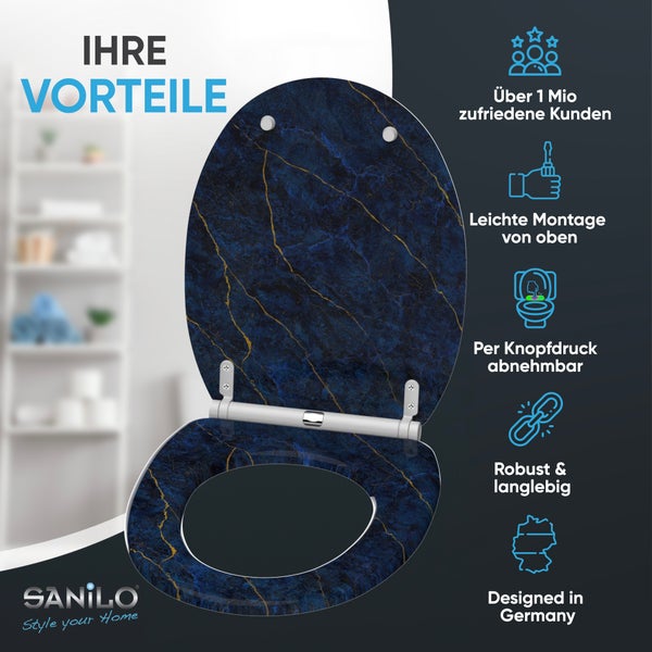 Toilettendeckel aus Duroplast mit Marmoroptik und Absenkautomatik
