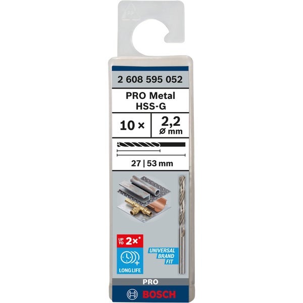 Bosch PRO Metal HSS-G Spiralbohrer 2,2 x 27 x 53 mm - 2608595052