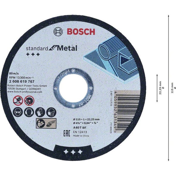 Bosch Trennscheibe Standard für Metall, Durchmesser 115 Millimeter