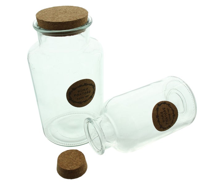 FRANK FLECHTWAREN | Vorratsglas Fantasy, 2er Set, GLAS, KORK, 10 x 10 x 21 cm, 13 x 13 x 24,5 cm