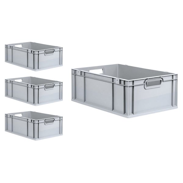 PROREGAL SuperSparSet 4x Eurobox NextGen Grip mit Scharnierdeckel und Roten Schiebeschnappverschlüssen HxBxT 22 x 40 x 60 cm 44 Liter