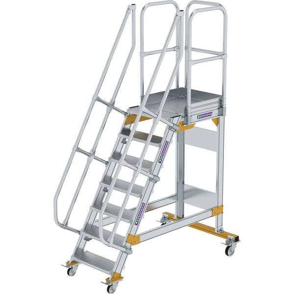 Günzburger Steigtechnik Plattformtreppe 60° fahrbar Stufenbreite 0,6 m 7 Stufen - 600707