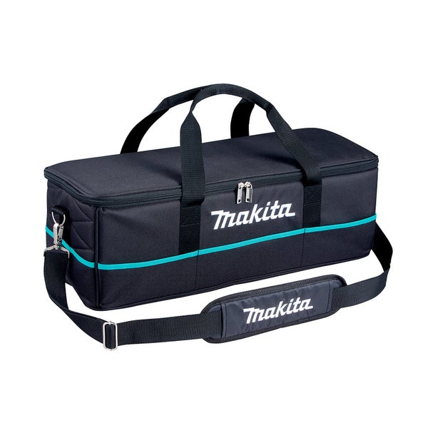 Makita Werkzeugtasche aus robustem Material mit Tragegriffen und verstellbarem Schultergurt. Makita Logo auf der Seite.