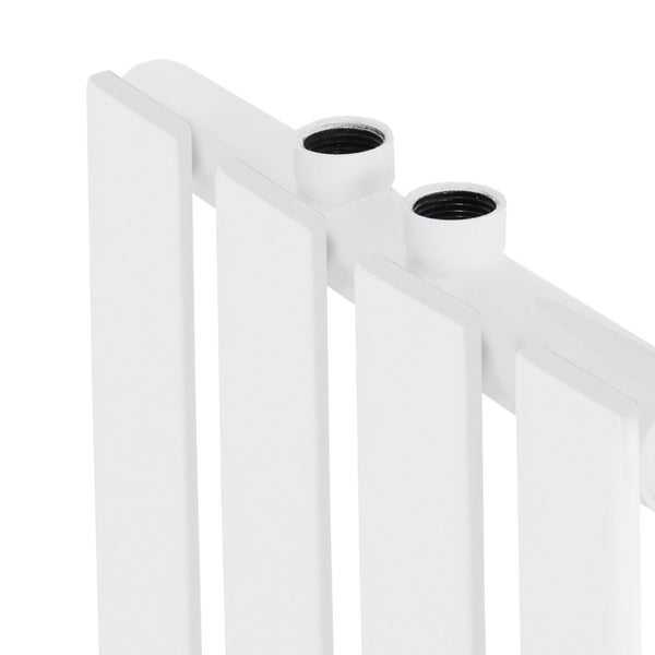 ML-Design Paneelheizkörper Einlagig 600 x 300 mm Weiß Mittelanschluss mit Bodenanschlussgarnitur Durchgangsform Multiblock & Thermostat, Badheizkörper Vertikal Designheizkörper Flachheizkörper Heizung