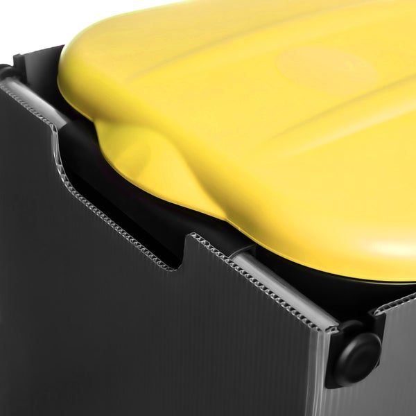 BigDean Müllsackständer Gelb 80L mit Sichtschutz - passend für den Gelben Sack + andere Müllsäcke - Müllsackhalter Mülleimer Müllbeutelständer - Feucht abwischbar - Made in Europe