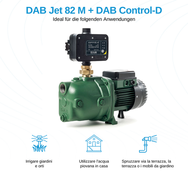 DAB Jet 82 M mit DAB Control-D Hauswasserwerk zur Gartenbewässerung und Regenwassernutzung