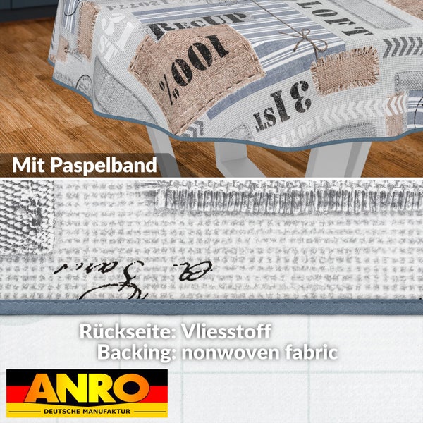 Tischdecke mit Bordüre und Vliesstoffrückseite