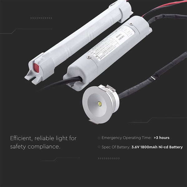 Notlichtstrahler - IP20 - Weiß - 3 Watt - 140 Lumen - 5500K