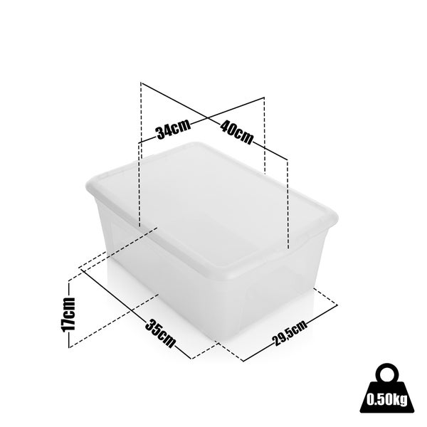 BigDean 5 Stück Aufbewahrungsbox mit Deckel 16L robust & stapelbar aus lebensmittelechtem Kunststoff – Plastikbox transparent Made in Germany