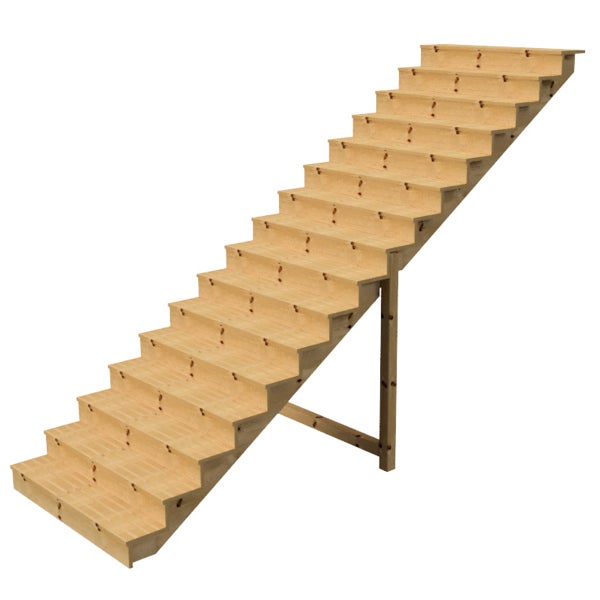 Holztreppe mit dreizehn Stufen