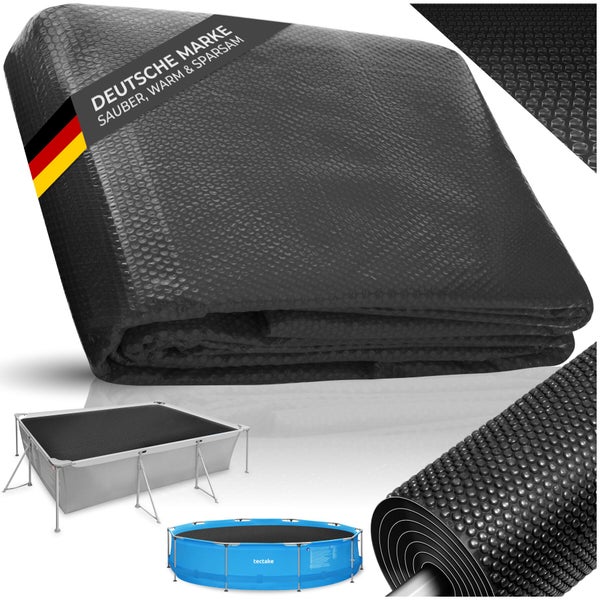 Solarplane für Aufstellpools mit Noppenstruktur zur Erwärmung und Abdeckung des Beckenwassers.