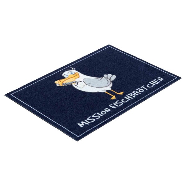 Fußmatte mit Möwe und dem Schriftzug Mission Fischbrötchen