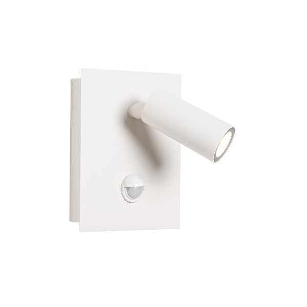 Weiße LED-Wandleuchte mit verstellbarem Spot und integriertem Bewegungssensor