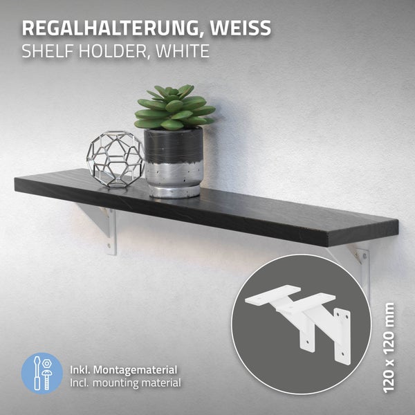 ML-Design 4 Stück Regalhalterung 120x120 mm, Weiß, Aluminium, Schwebende Regalhalterungen, Regalwinkel, Wandhalterung für Regalbrett, Regalträger für Wandmontage, Wandregal Wandkonsole Regalstütze