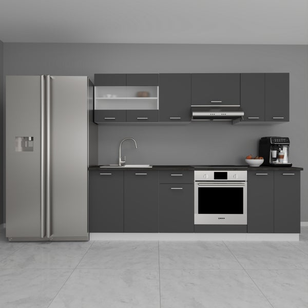 8-tlg Einbauküche Küchenzeile 240 cm Esilo